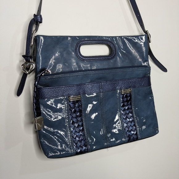 Brighton blue small patent leather shoulder bag - Picture 6 of 13